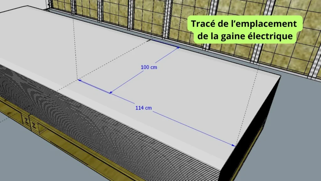 Report des mesures sur la plaque de plâtre Report des mesures sur la plaque de plâtre avant perçage boîtier