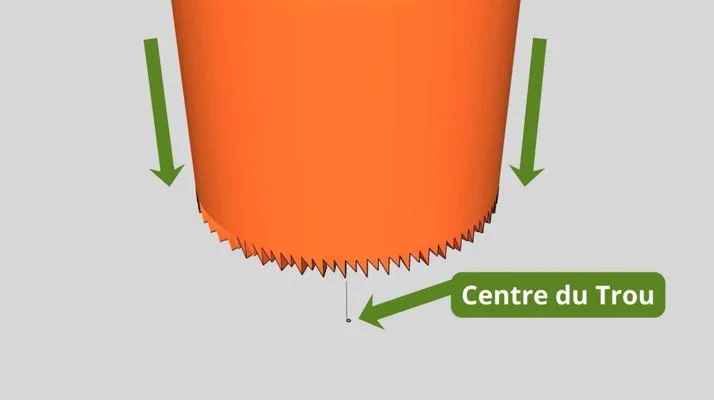 Présentation de la scie cloche Présentation et positionnement de la scie cloche sur plaque de plâtre