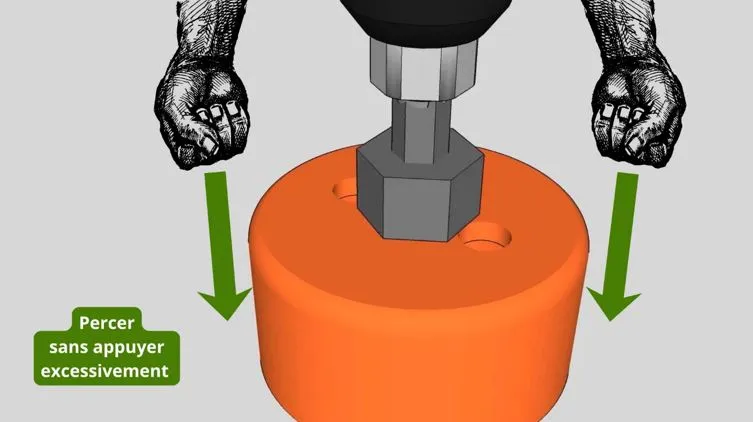 Ne pas appuyer Perçage plaque de plâtre sans appuyer scie cloche