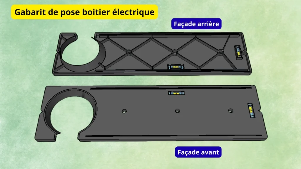 Gabarit de pose boitier électrique 4 modules Gabarit de pose boîtier électrique 4 modules pour plaque de plâtre