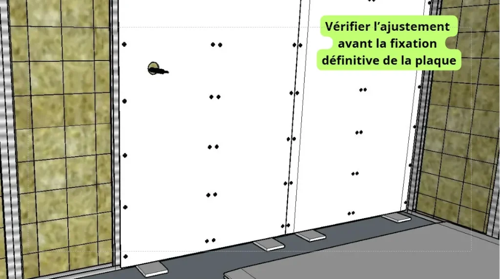 Mise en place et fixation de la plaque de plâtre Mise en place et fixation de la plaque de plâtre sur ossature métallique