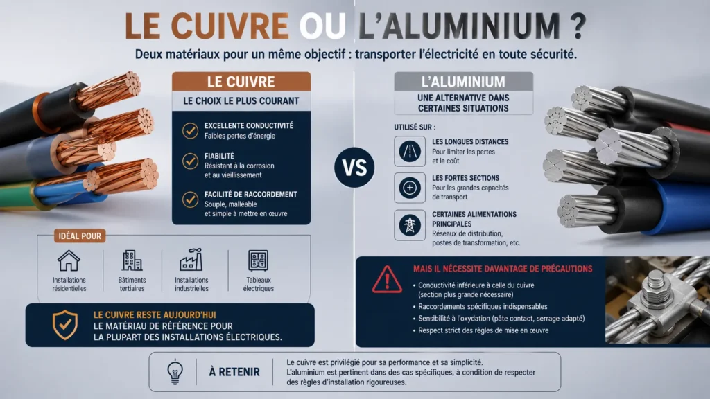 Comparatif cuivre et aluminium pour câble électrique Cuivre ou Aluminium pour câble électrique