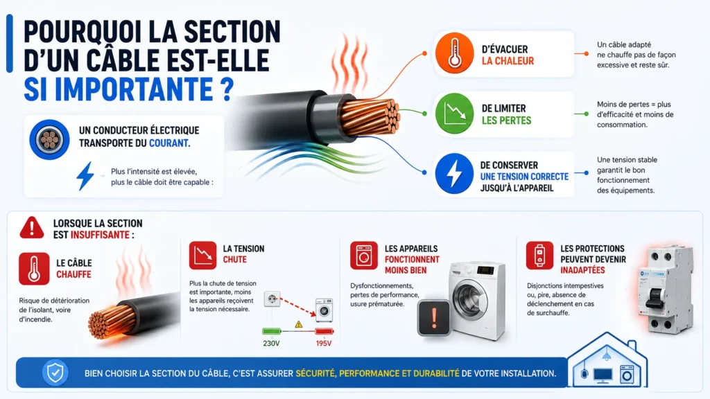 Importance de bien dimensionner la section de câble électrique Importance de la section de câble