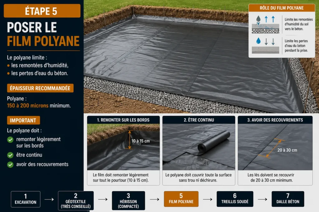 Film polyane pour dalle béton anti-humidité Pose du film polyane sous dalle béton