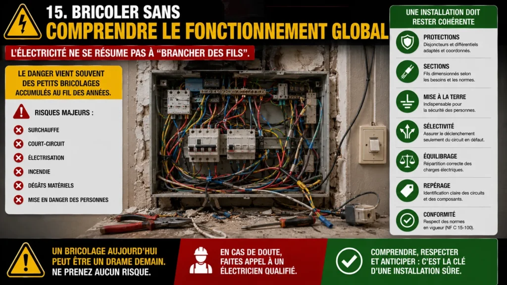 Danger des bricolages électriques accumulés Bricoler sans comprendre le fonctionnement global