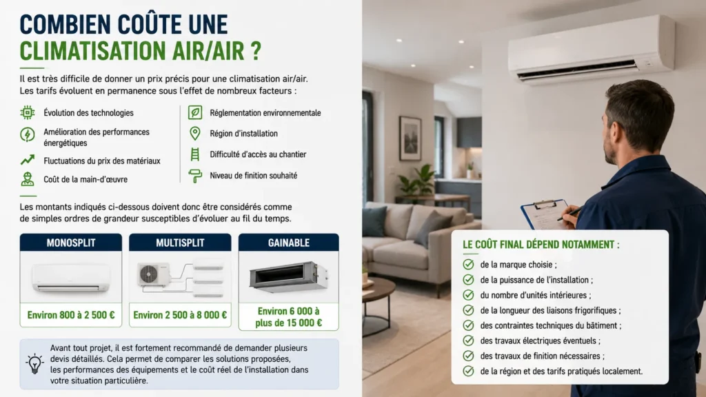 Coût de la climatisation air/air Coût de la climatisation air/air