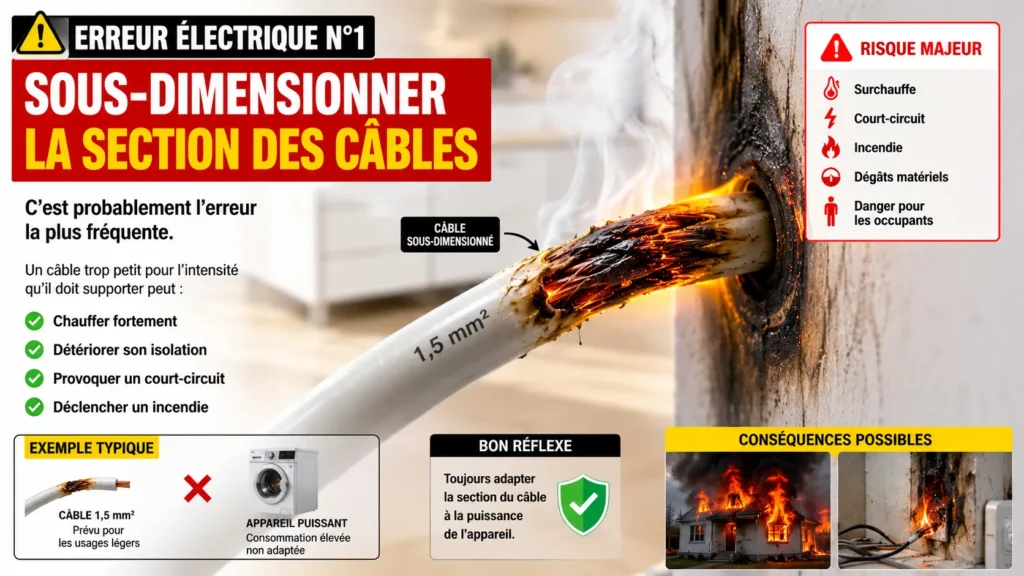 Câble sous-dimensionné, une erreur électrique fréquente Erreurs électriques câble sous dimensionné
