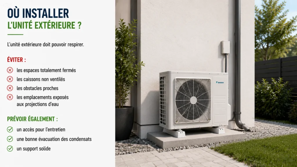 Où installer l'unité extérieure Où installer l'unité extérieure