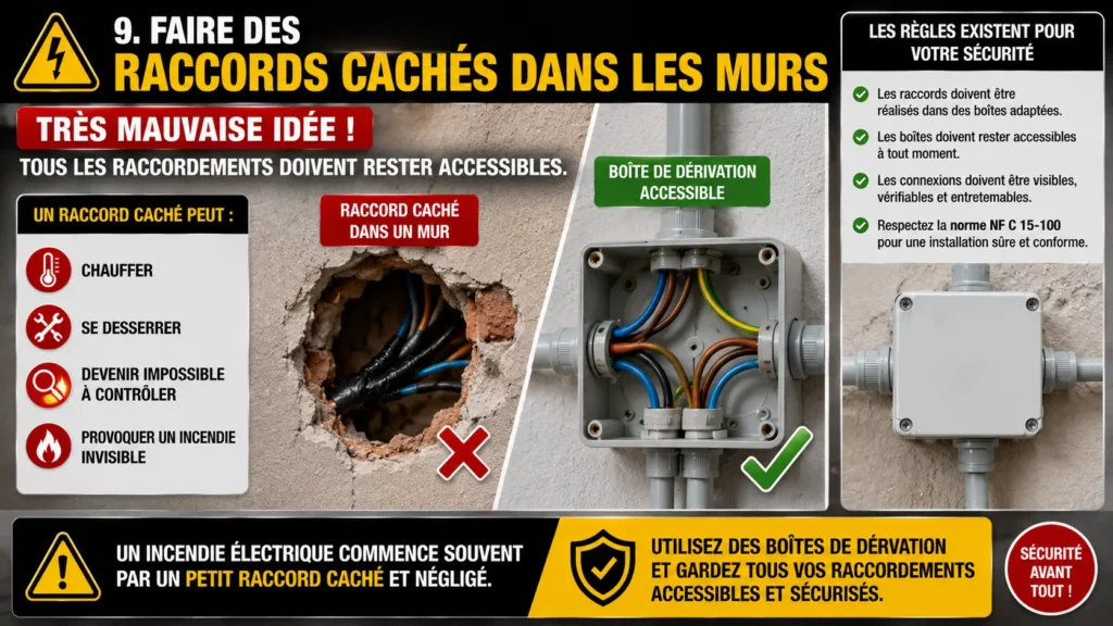 Raccords cachés danger électrique invisible Raccords cachés un danger invisible