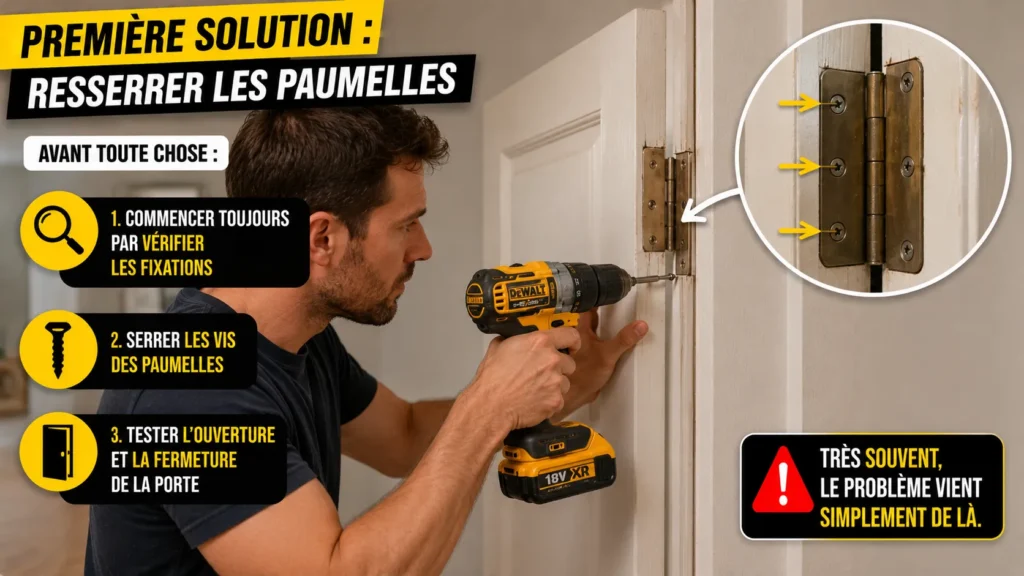 Réparer une porte : resserrer les paumelles Réparer une porte : resserrer les paumelles