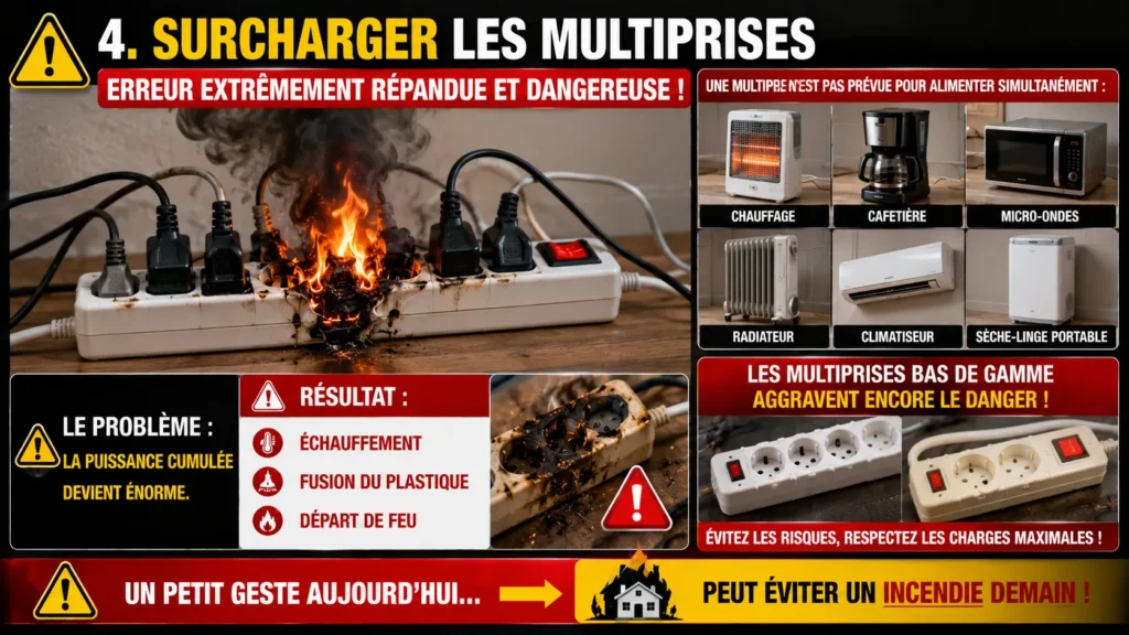 Surchargement des multiprises Surchargement des multiprises danger imminent