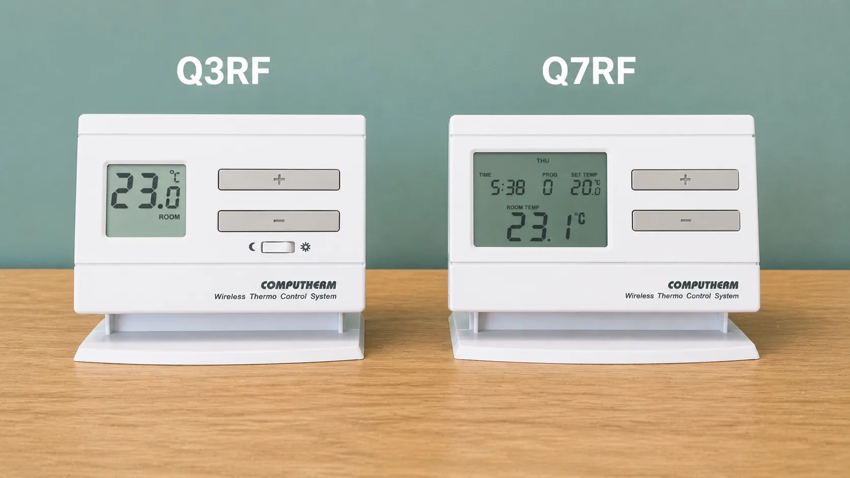Thermostats Computherm Q3RF gauche et Q7RF programmable droite Thermostats Computherm Q3RF gauche et Q7RF programmable droite