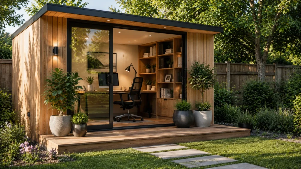 Bureau de jardin moderne ensoleillé Bureau de jardin moderne ensoleillé