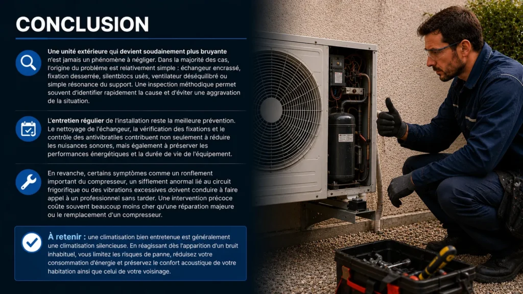 Conclusion mon unité extérieure de climatisation est devenue bruyante Conclusion mon unité extérieure de climatisation est devenue bruyante
