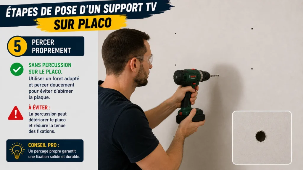 Étapes pour percer le placo Étapes pour percer le placo