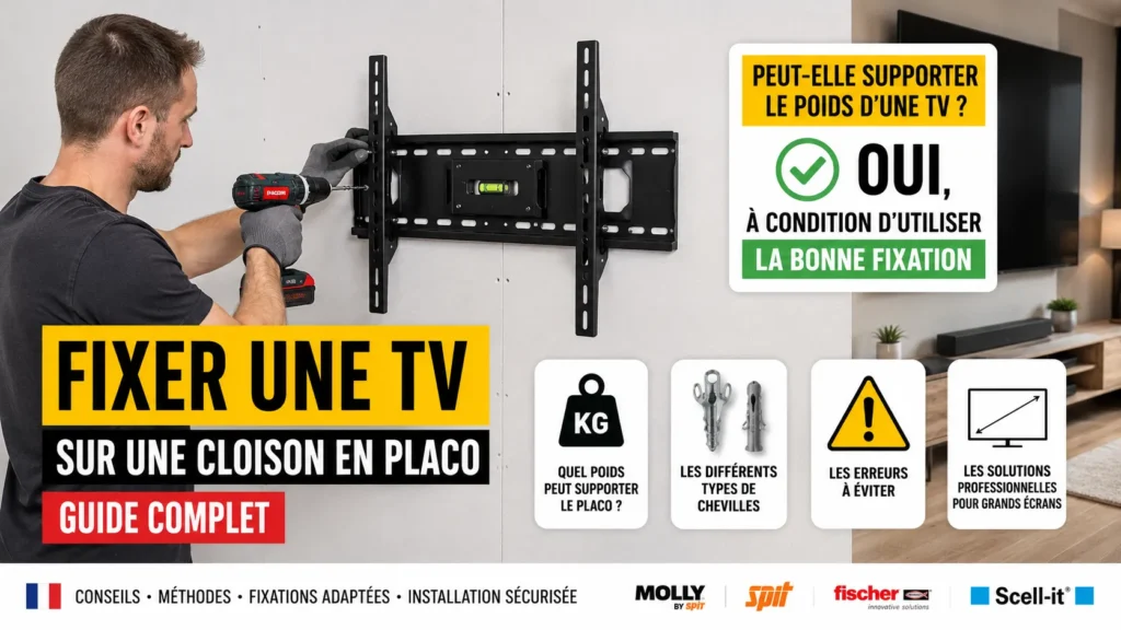 Installation de TV sur cloison placo Installation de TV sur cloison placo