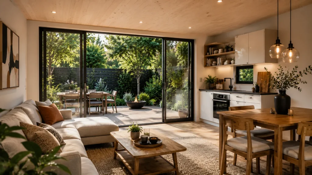 Intérieur moderne et lumineux avec jardin Intérieur moderne et lumineux avec jardin