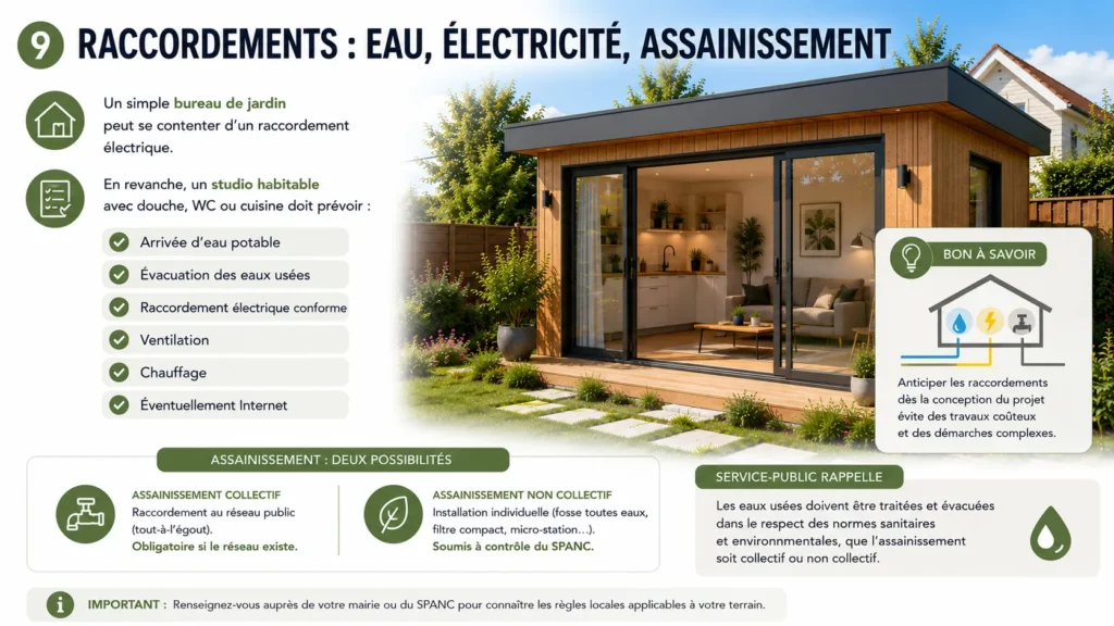 Raccordements pour studio de jardin Raccordements pour studio de jardin