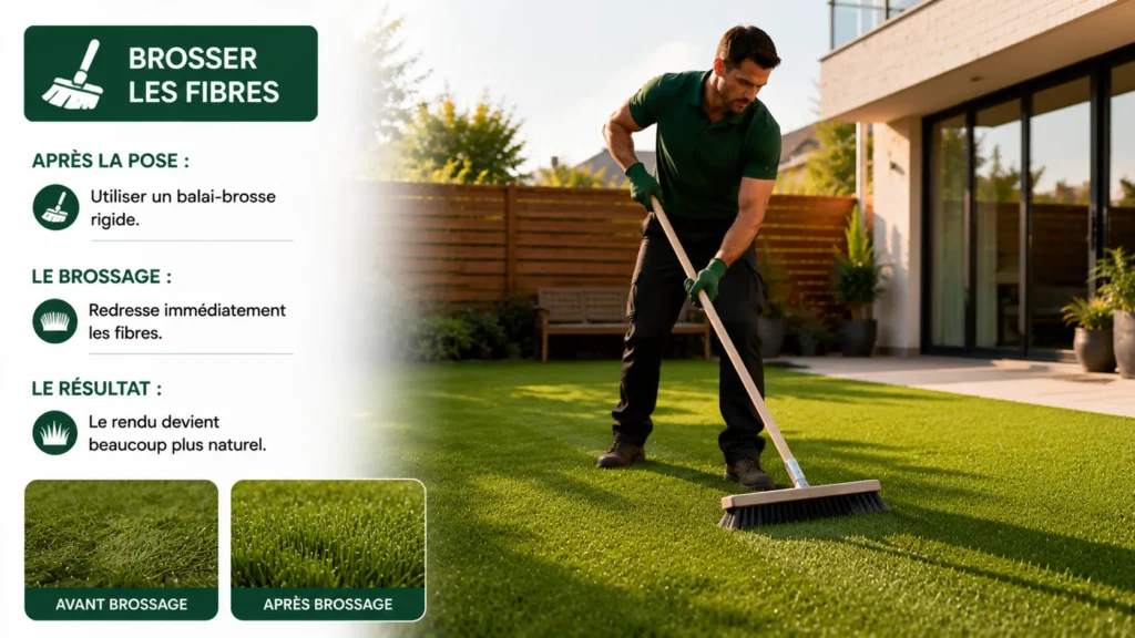 Brossage des fibres artificielles pour jardin Brossage des fibres artificielles pour jardin