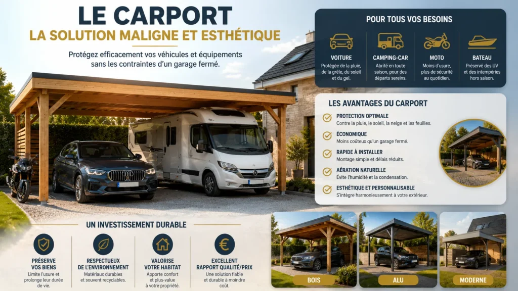 Carport moderne et esthétique en extérieur Carport moderne et esthétique en extérieur