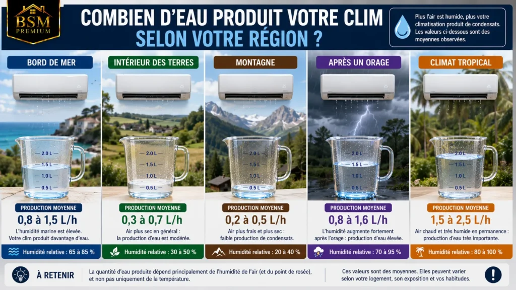 Comparaison de production d'eau par climat Comparaison de production d'eau par climat