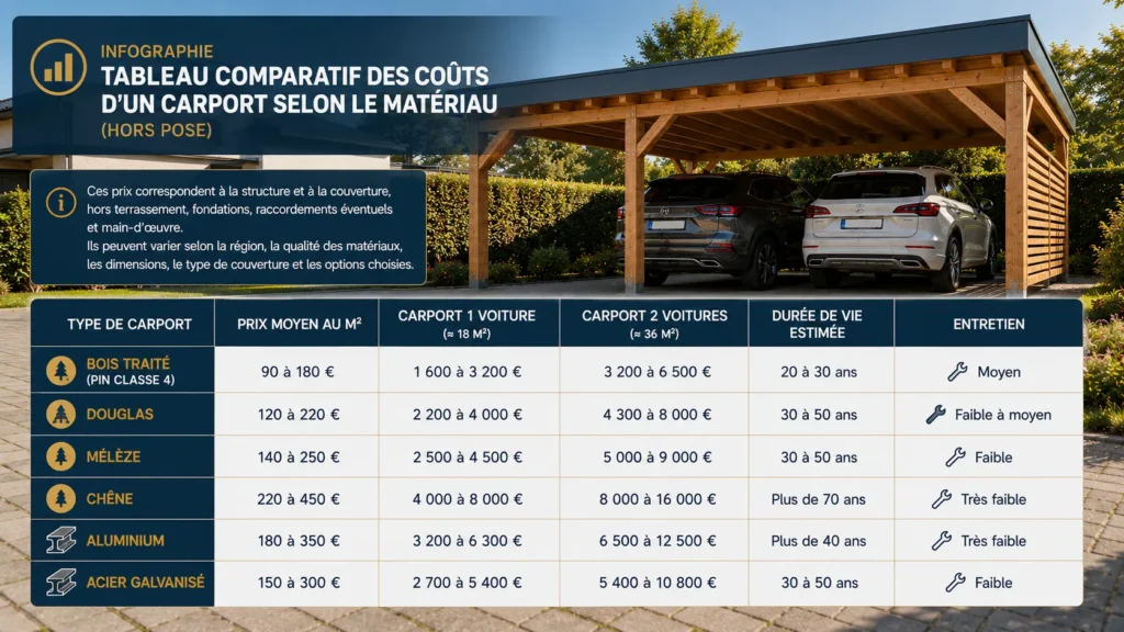Comparaison des coûts de carports Comparaison des coûts de carports