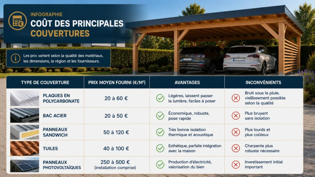 Coûts des couvertures principales en toiture Coûts des couvertures principales en toiture