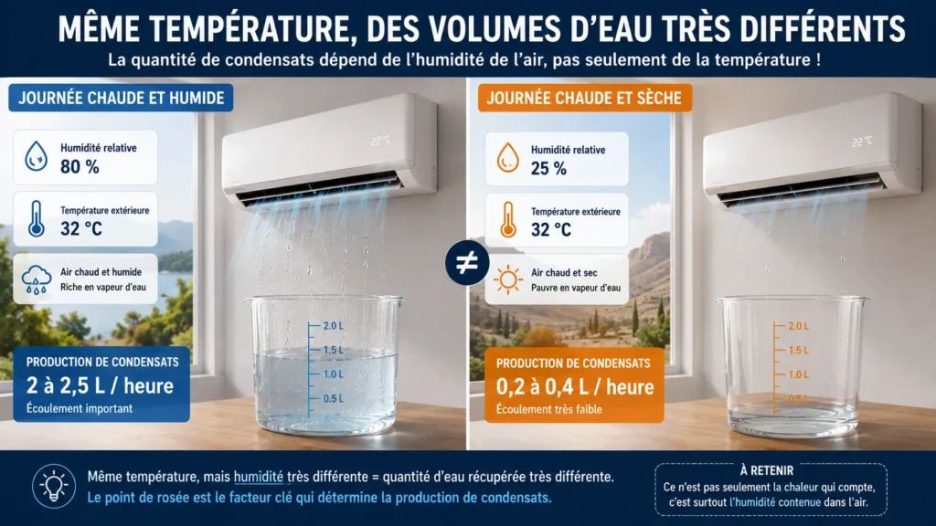 Différence de condensats selon l'humidité Différence de condensats selon l'humidité
