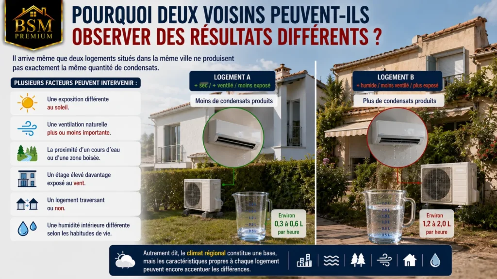 Différences de condensats dans les logements Différences de condensats dans les logements