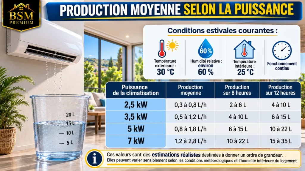 Production moyenne de condensat d'air conditionné Production moyenne de condensat d'air conditionné