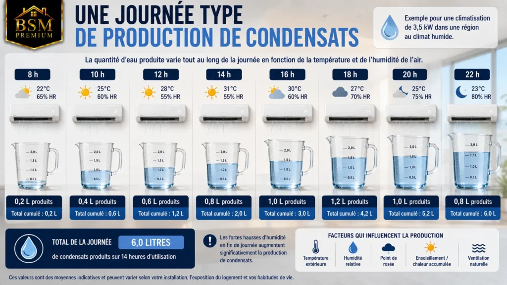 Une journée type de production de condensats Une journée type de production de condensats