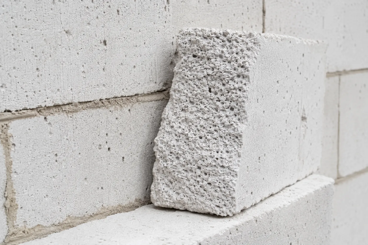 mur en béton cellulaire, texture alvéolaire blanche