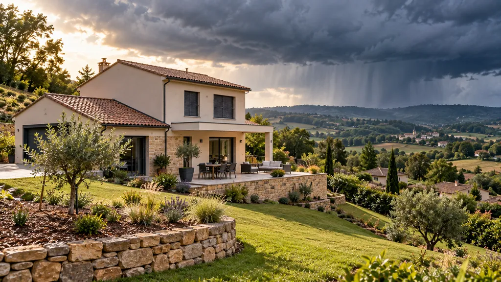 Maison contemporaine face à l’orage Maison contemporaine face à l’orage