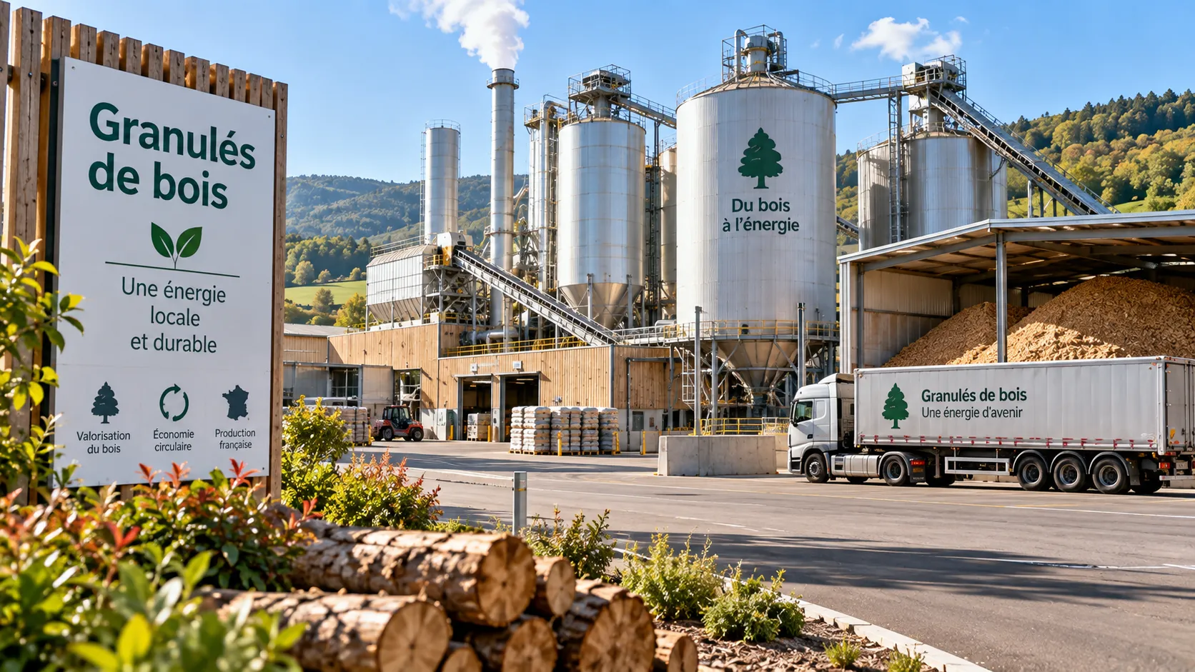 Usine de granulés au cœur de la forêt Usine de granulés au cœur de la forêt