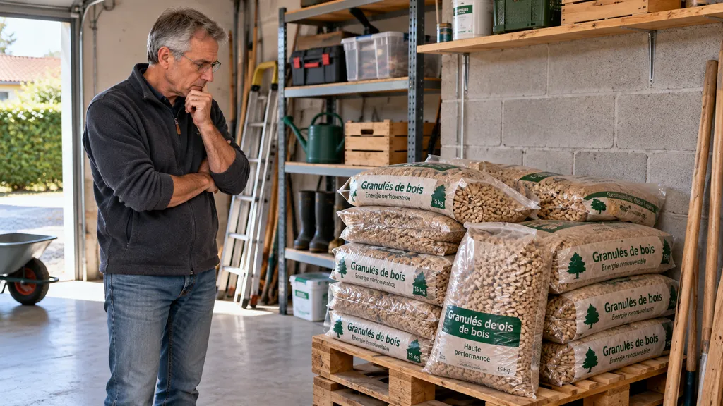 Réflexion devant les granulés de bois Réflexion devant les granulés de bois