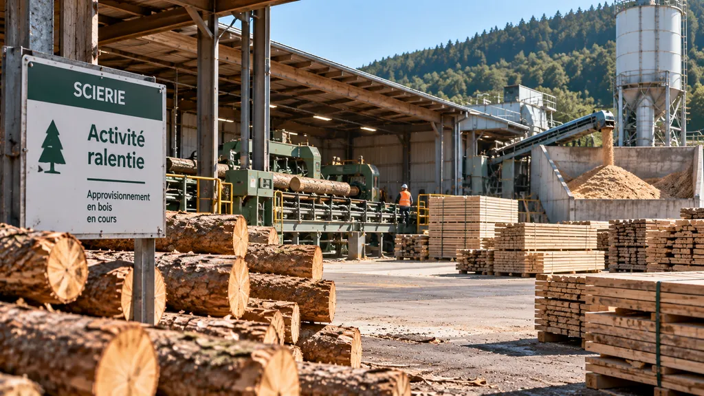 Scierie au ralenti dans la forêt Scierie au ralenti dans la forêt