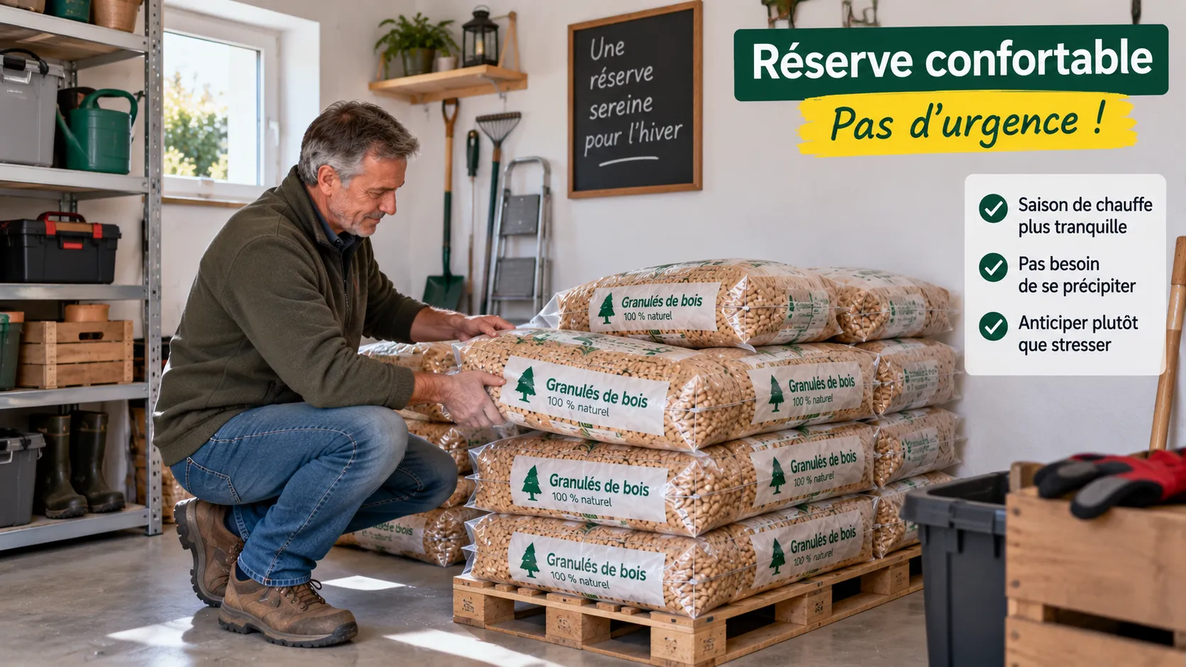 Réserve de granulés sereine pour l’hiver Réserve de granulés sereine pour l’hiver