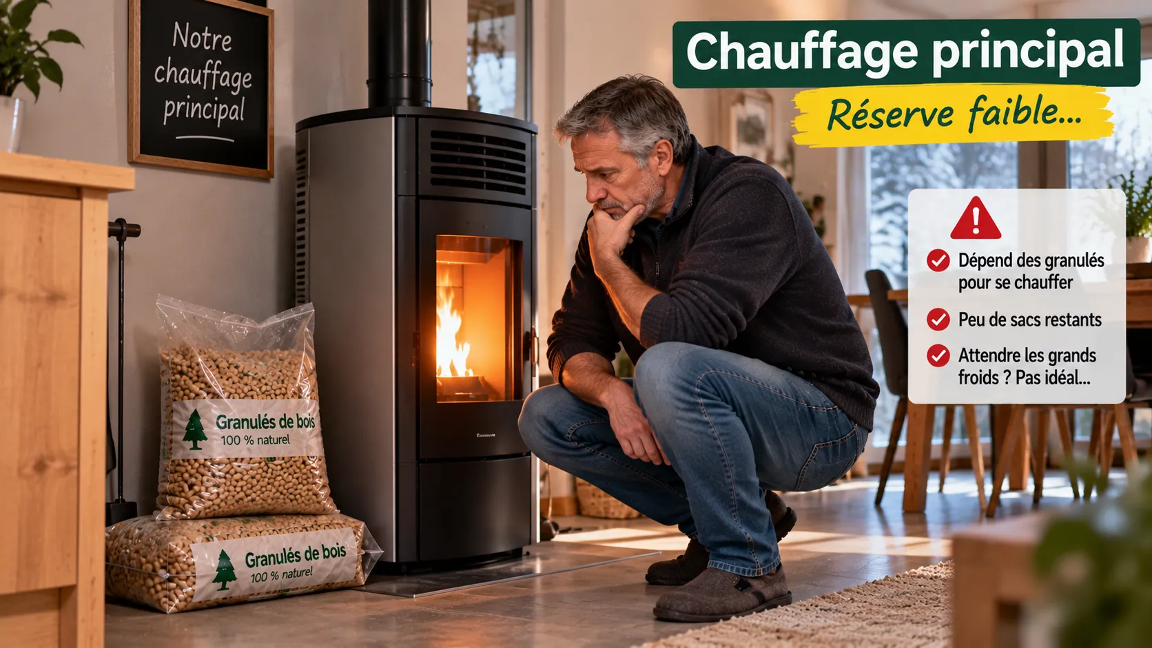 Réserve faible pour le chauffage principal Réserve faible pour le chauffage principal