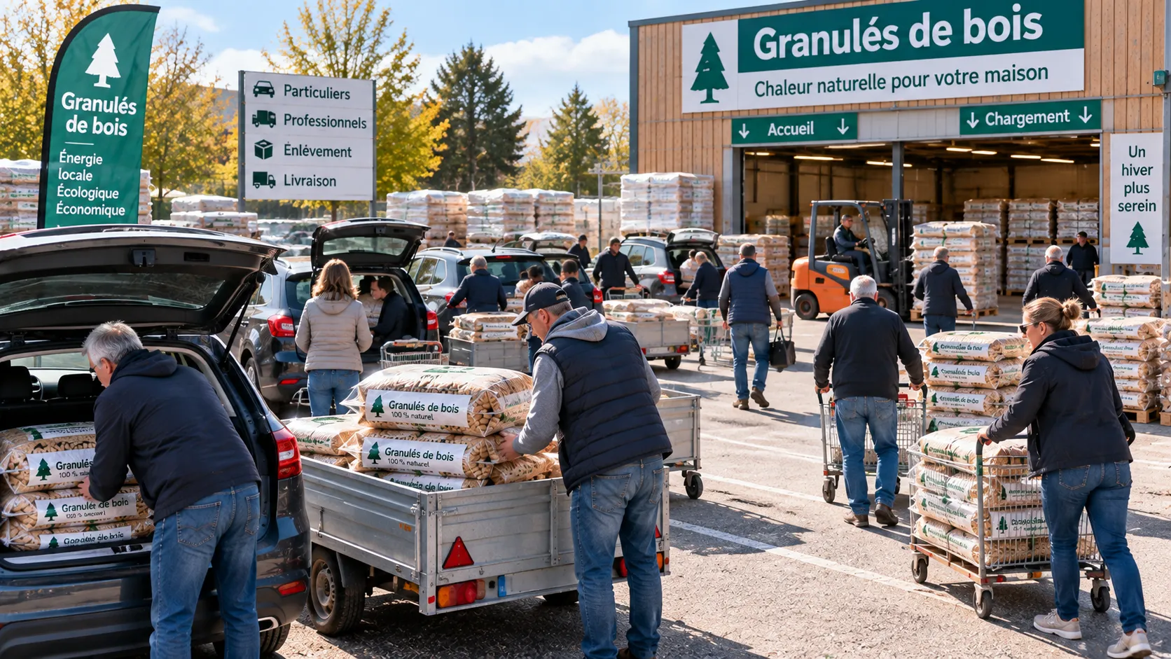 Affluence au dépôt de granulés de bois Affluence au dépôt de granulés de bois