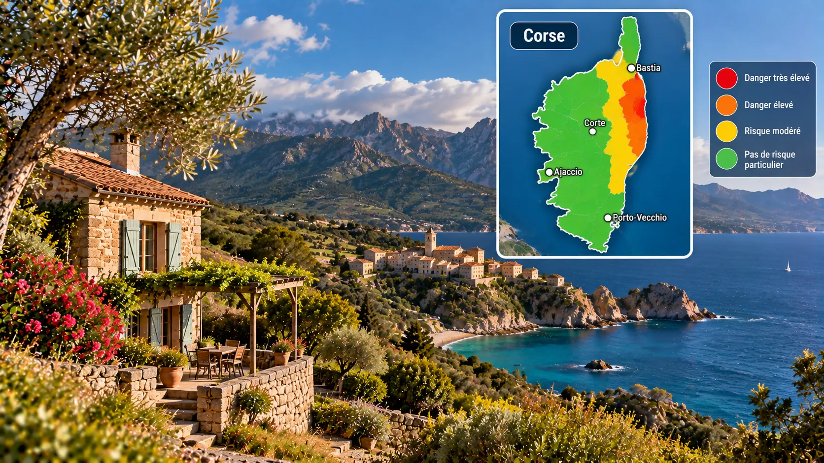 Paysage corse et carte des risques Paysage corse et carte des risques
