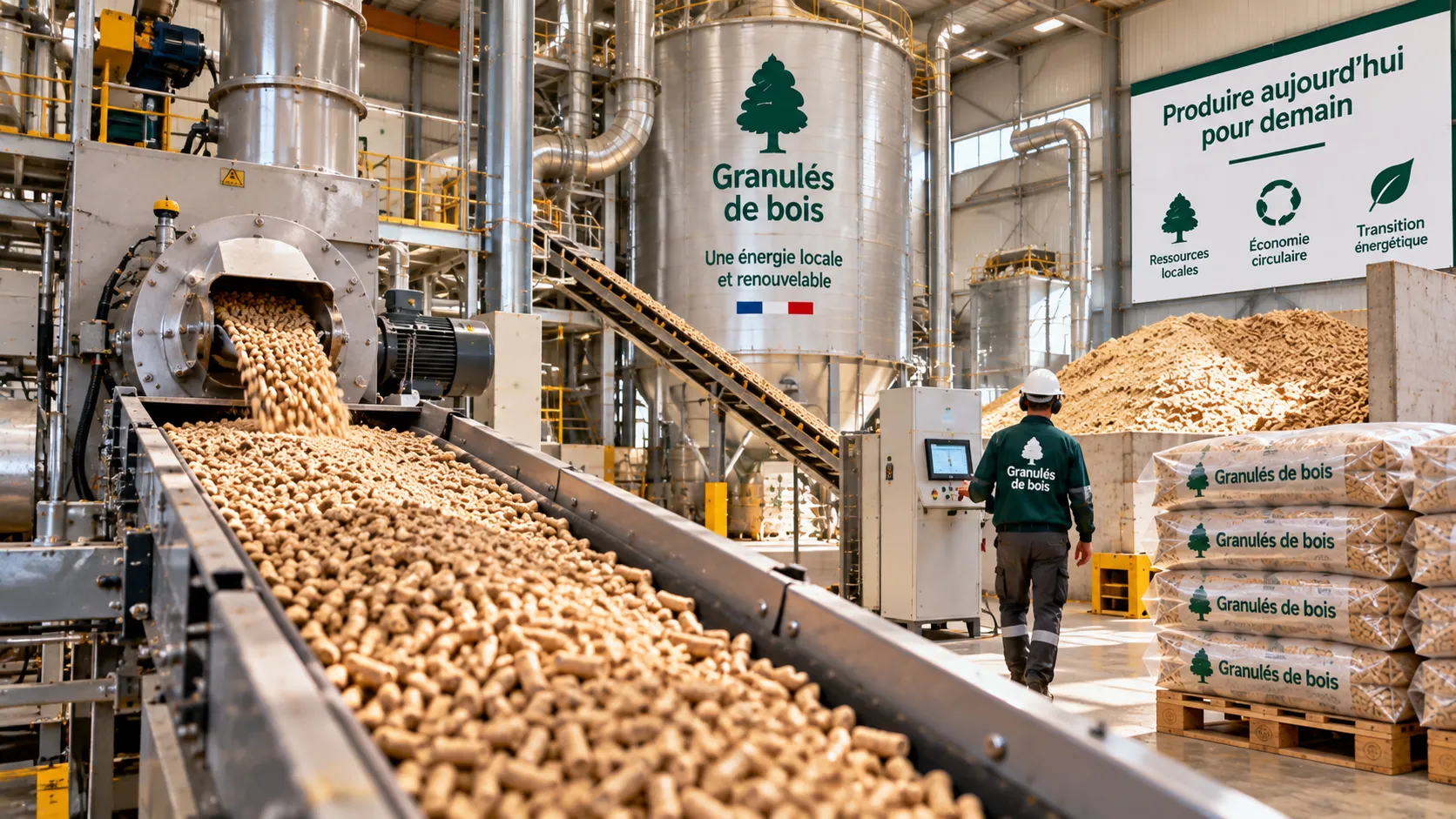Production de granulés de bois en usine Production de granulés de bois en usine