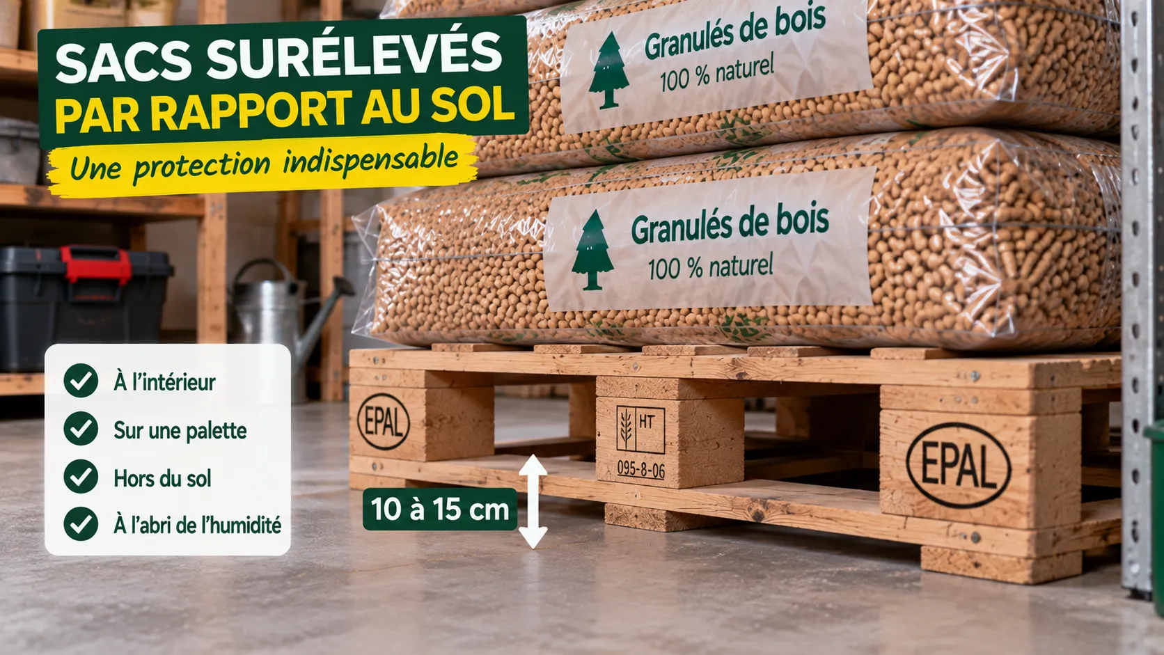 Stockage surélevé des granulés de bois Stockage surélevé des granulés de bois