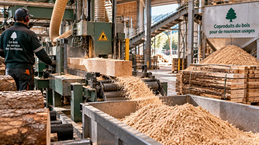 Scierie industrielle en pleine production Scierie industrielle en pleine production