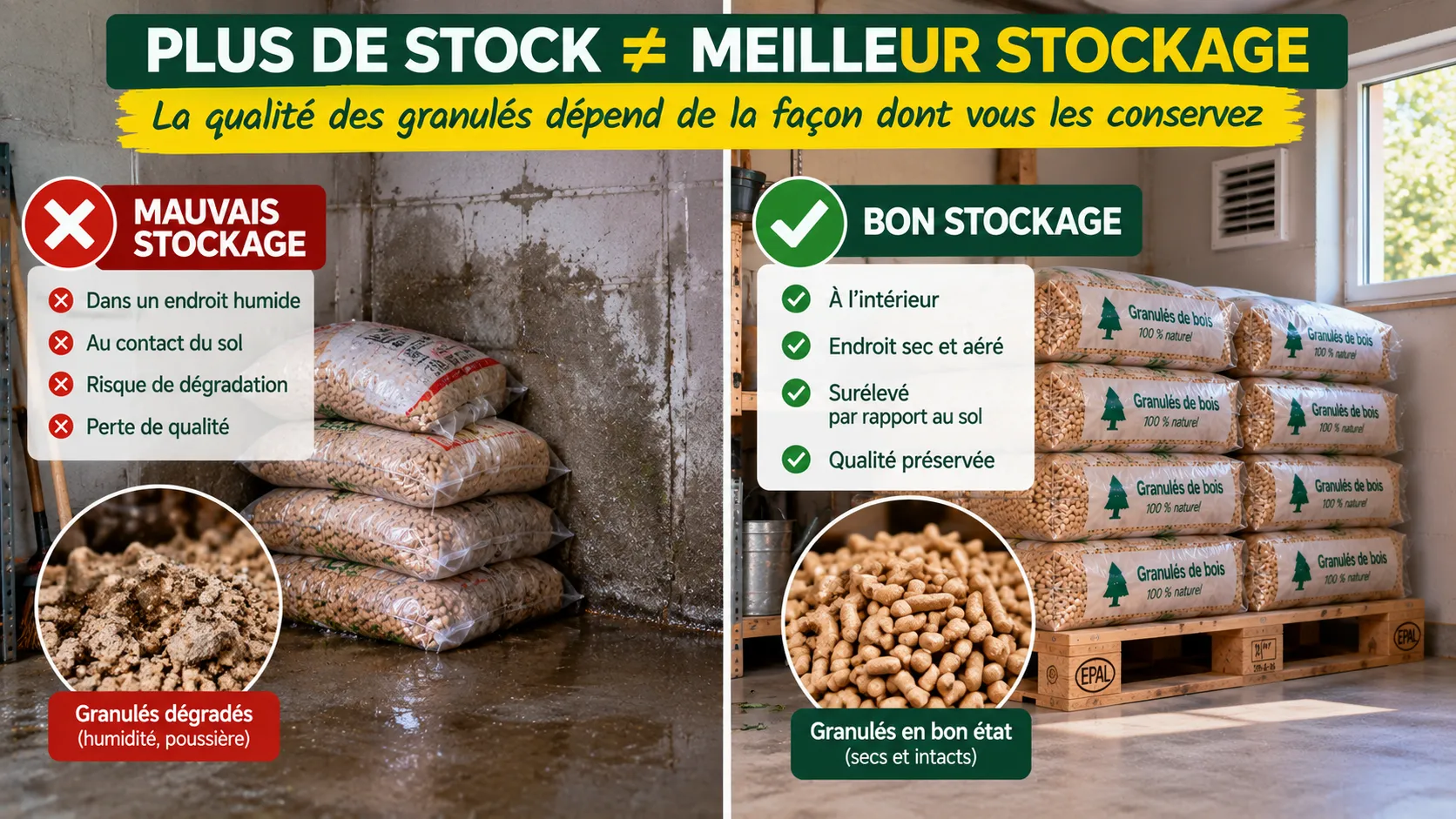 Bon stockage des granulés : erreurs à éviter Bon stockage des granulés erreurs à éviter