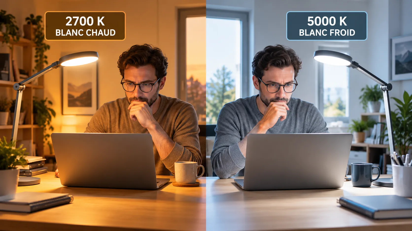 Comparaison lumière chaude et froide