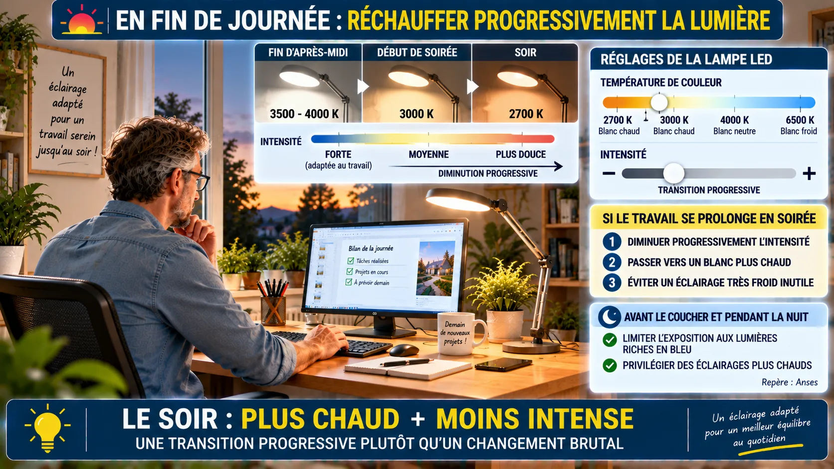Éclairage du soir chaleur progressive Éclairage du soir chaleur progressive