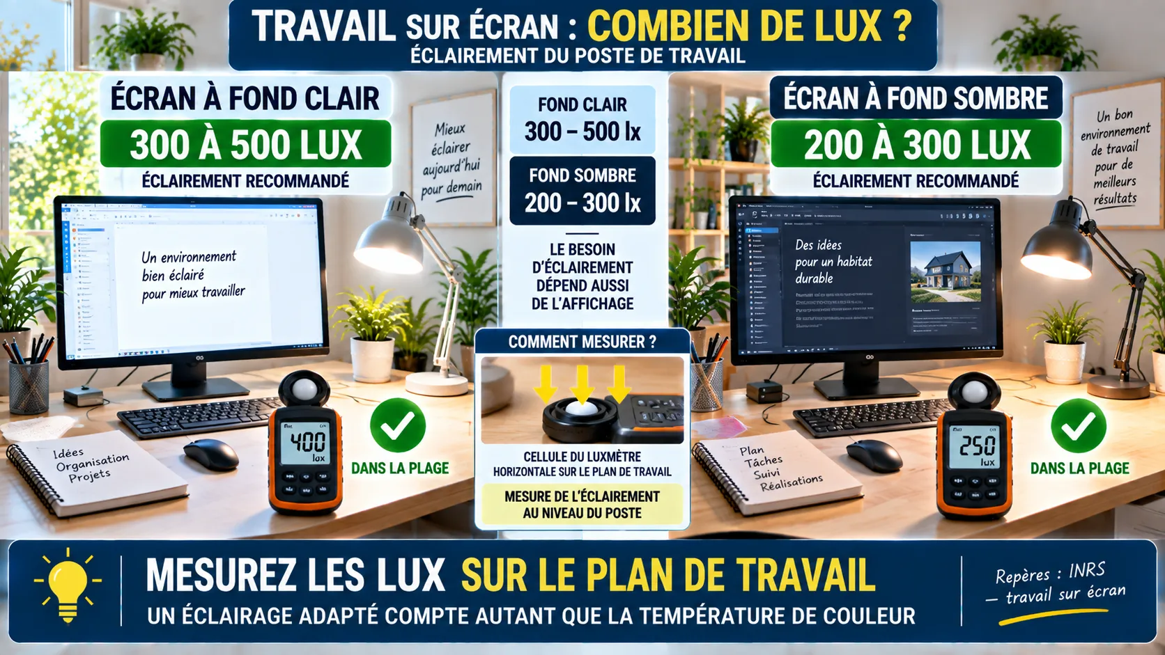 Infographie mesurer les lux au bureau Infographie mesurer les lux au bureau