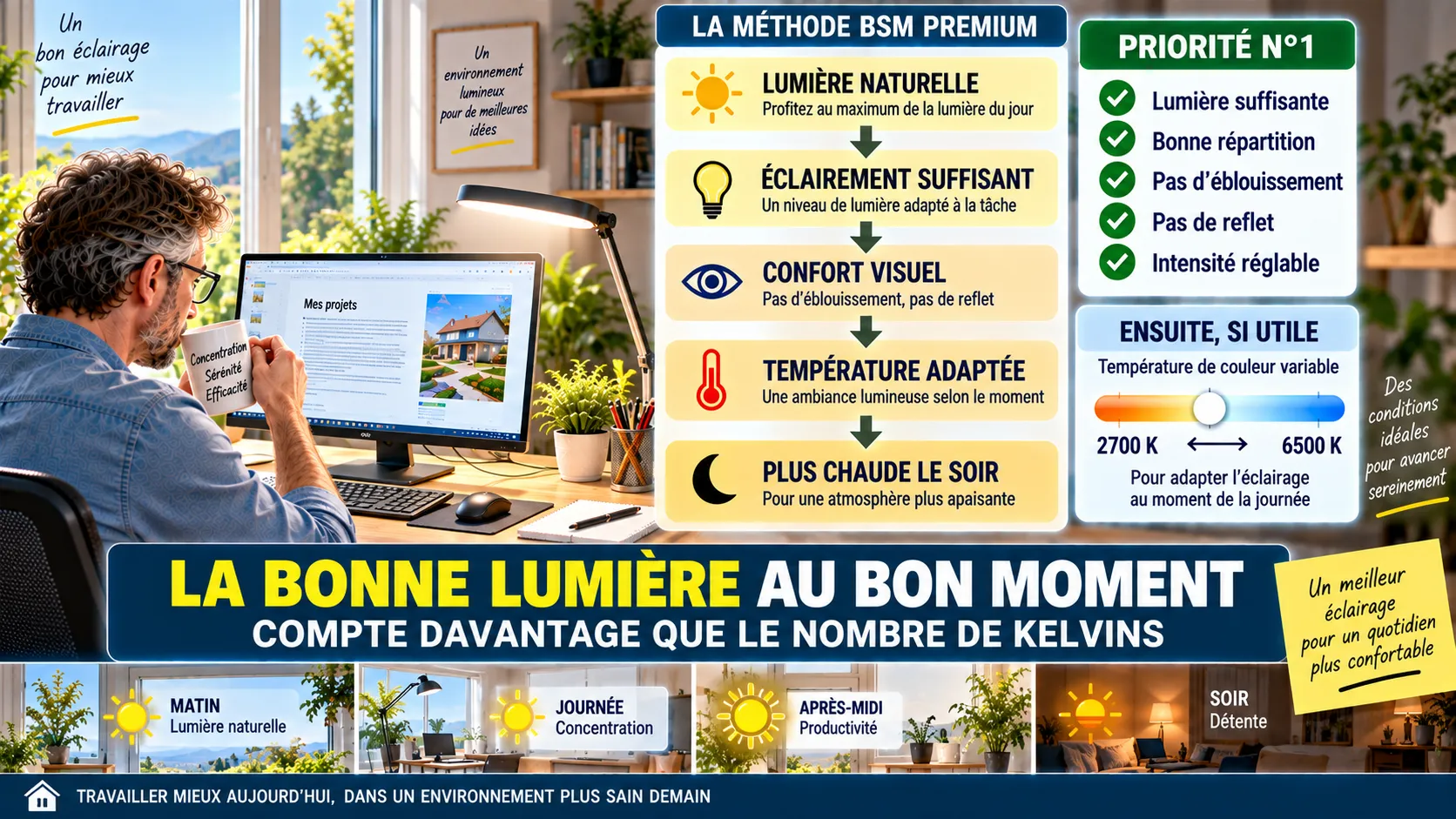 La bonne lumière pour télétravailler La bonne lumière pour télétravailler